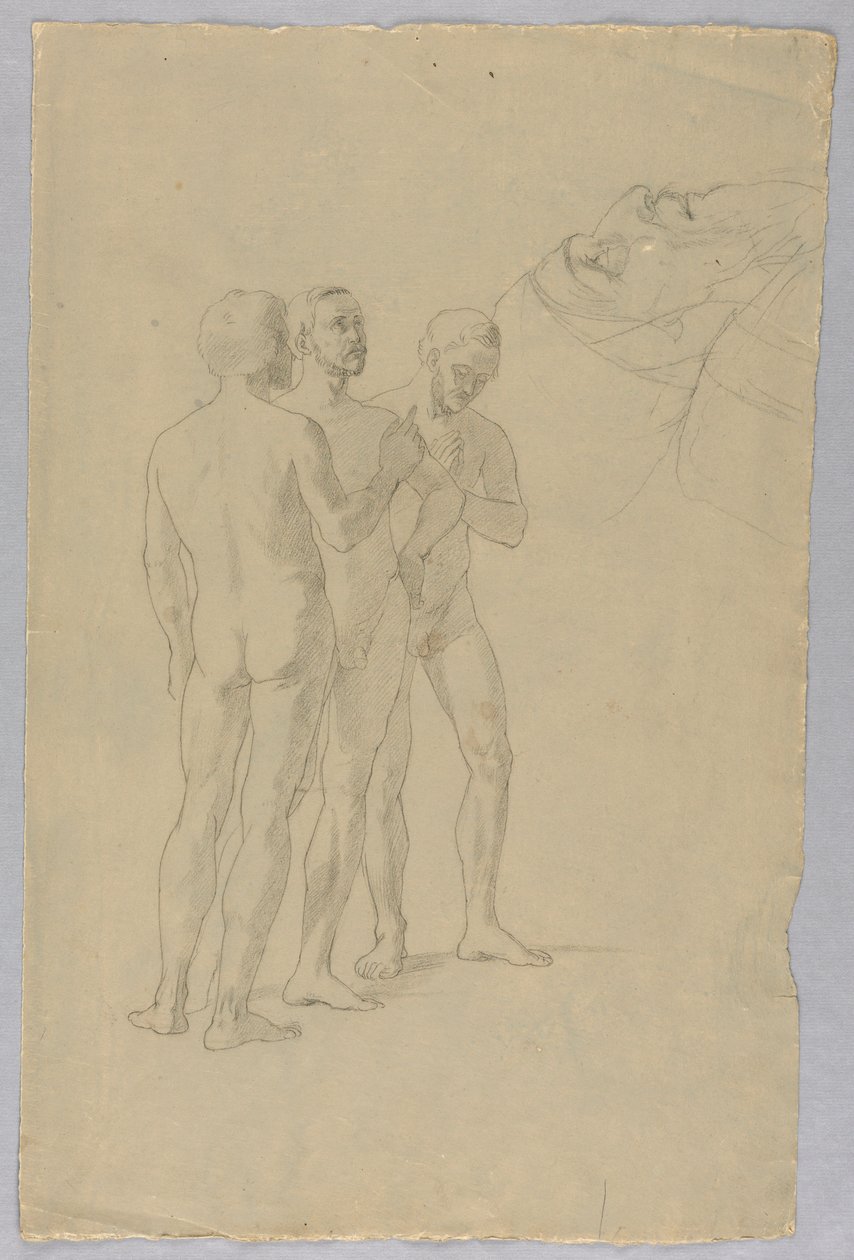 Gruppe på tre mannlige nakenbilder av Unknown artist