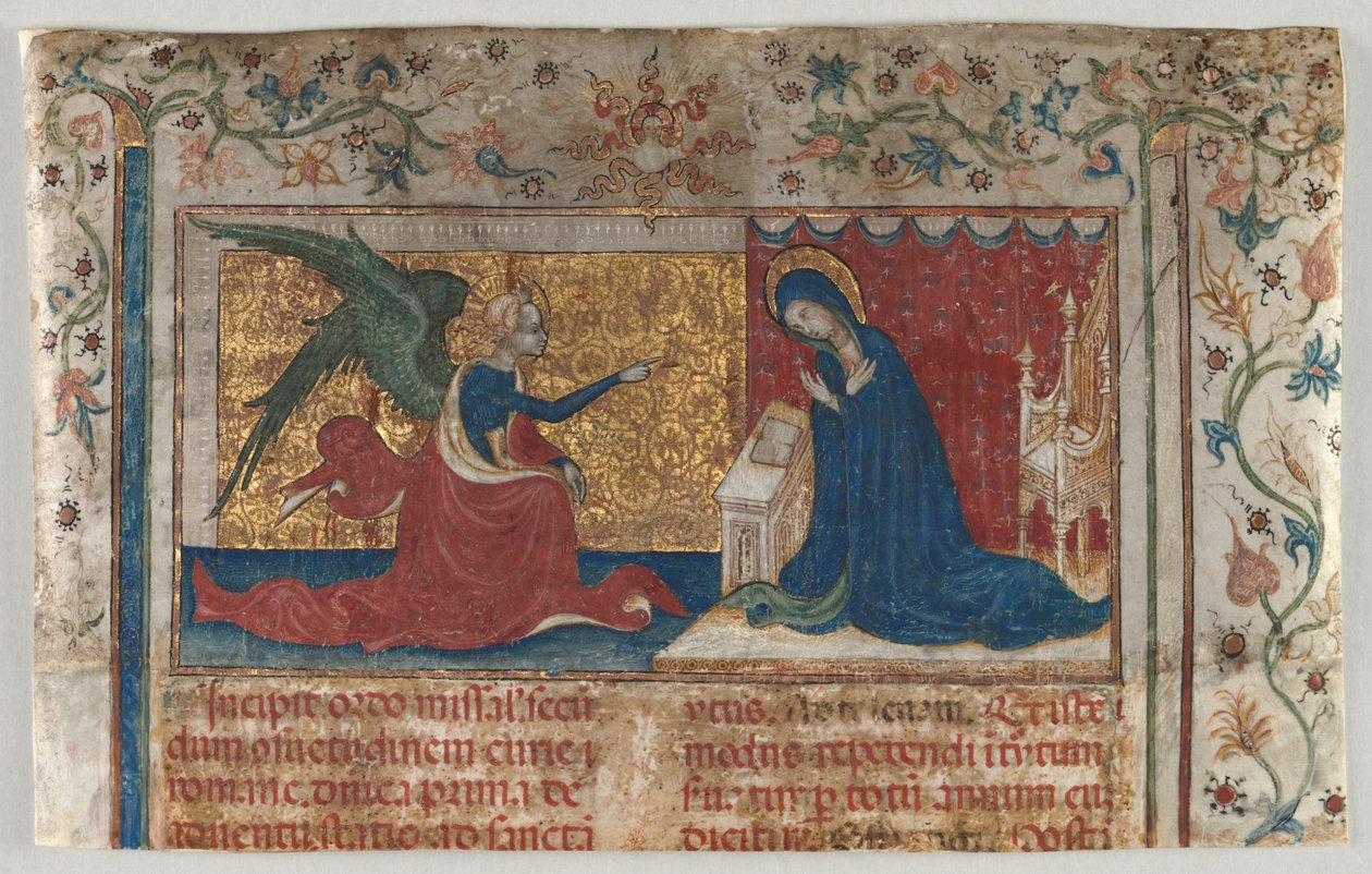 Half Leaf from a Missal: The Annunciation av Unknown artist