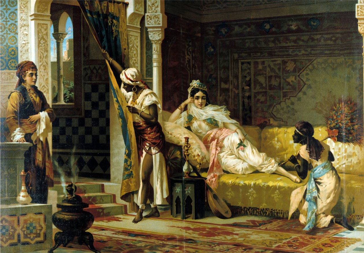 Harem. 1800-talls kromolitografi. av Unknown artist