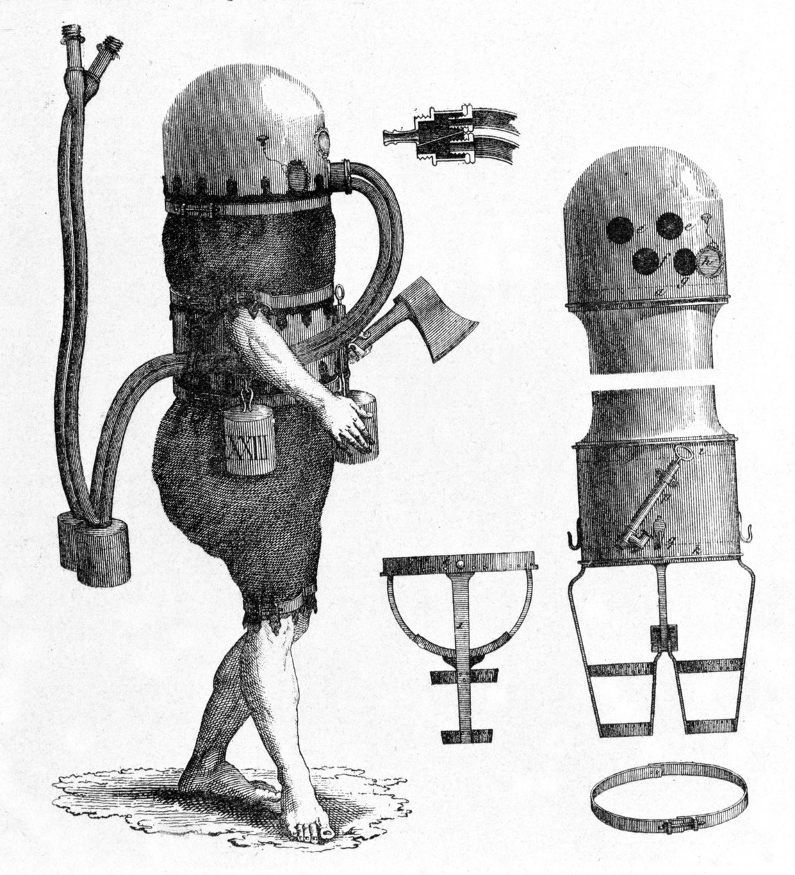 Han brukte den til å dykke ned i Oder-vannet i 1797. av Unknown artist
