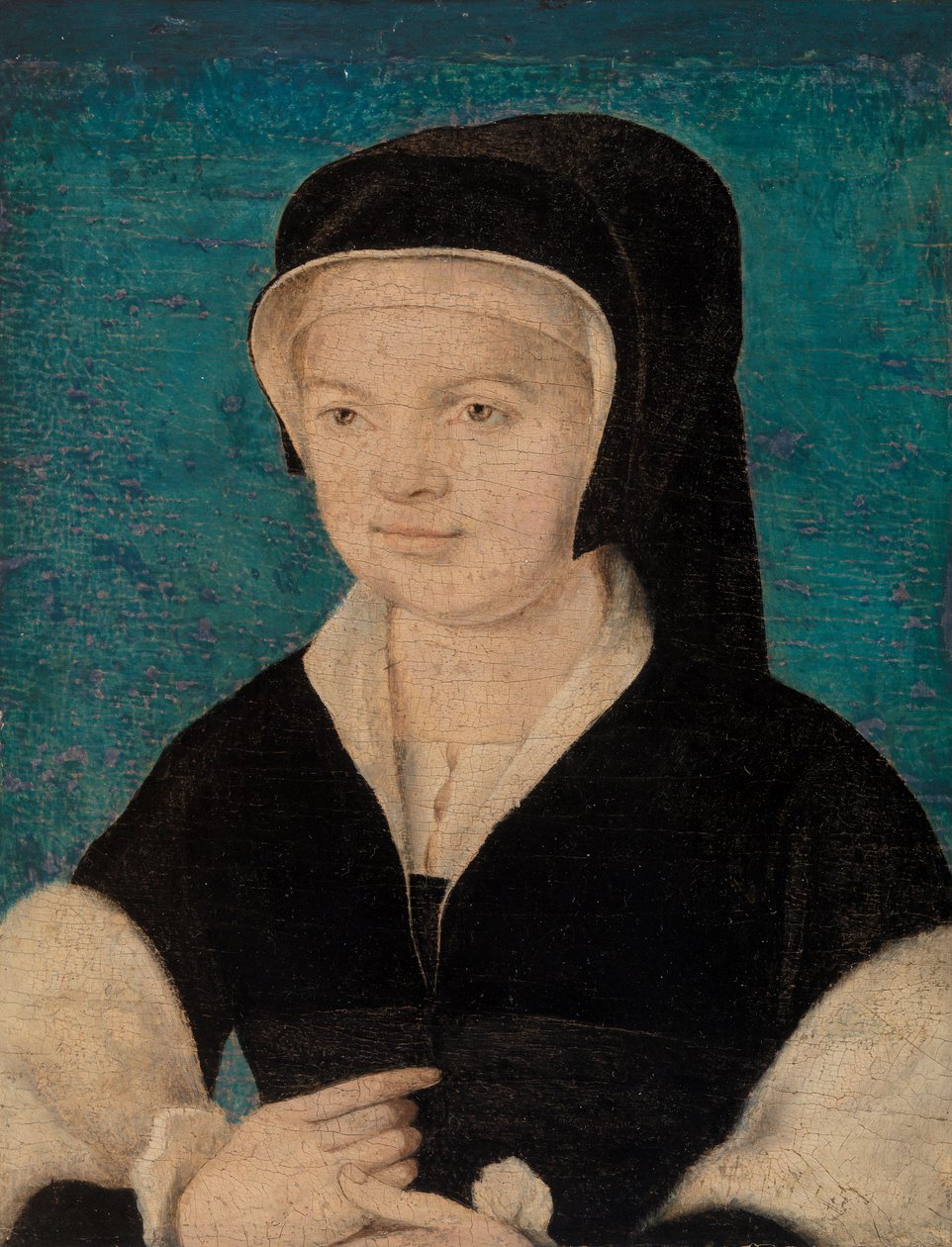 Leder for kvinne på blå bakgrunn av Unknown artist
