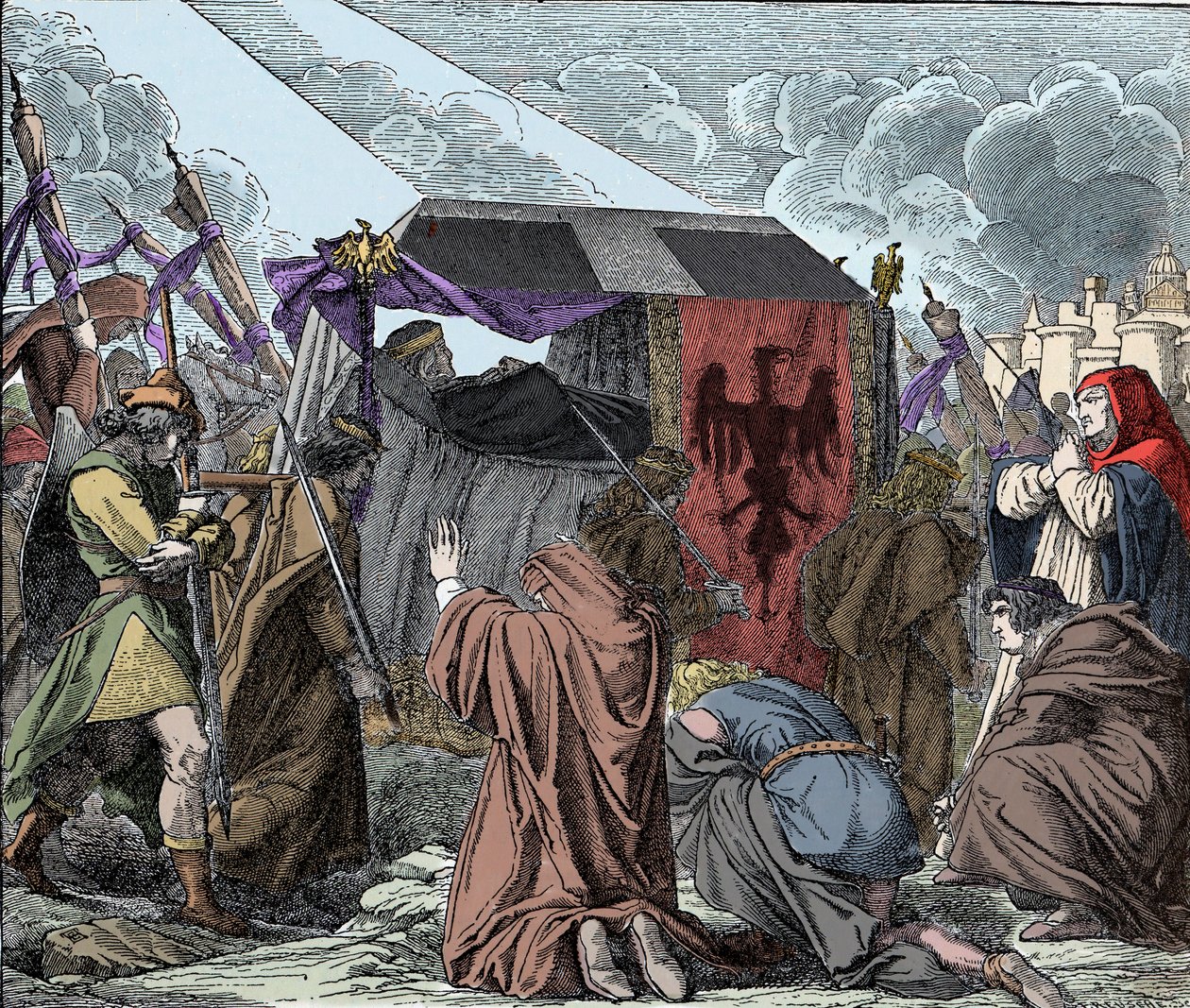 Henry VII Mourned by His People - Begravelsen til Henrik VII av Luxembourg (ca. 1275-1313), romernes keiser - av Unknown artist