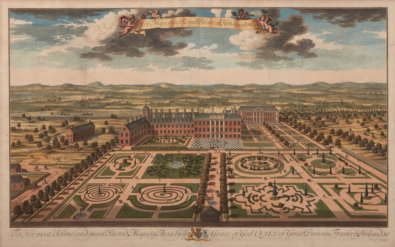 Hennes Majesteter Royal Palace i Kensington, ca. 1707-14 (trykk) av Unknown artist