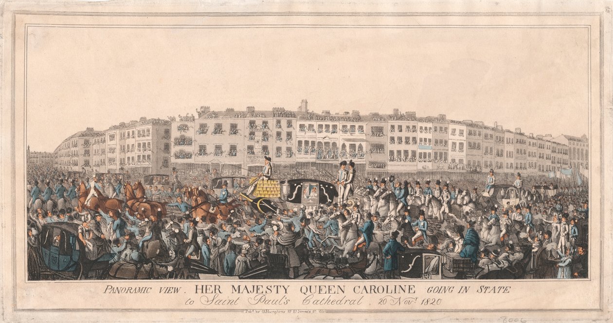Hennes Majestet Dronning Caroline går i staten til St. Paul's Cathedral, 20. november 1820 av Unknown artist