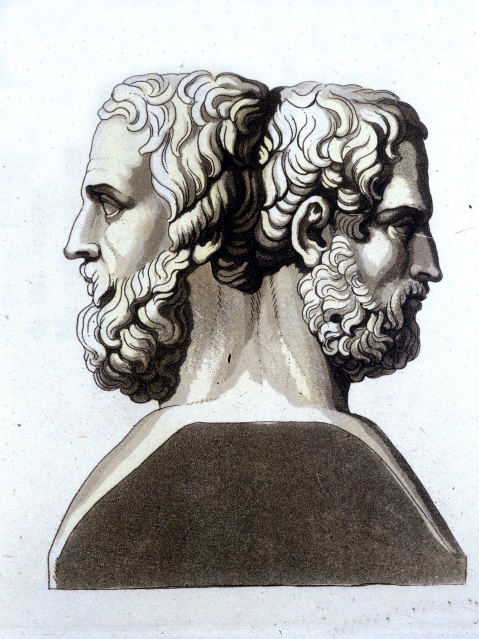 Herodot (484 f.Kr. - 425 f.Kr.), gresk historiker og Thucicid (ca. 465 e.Kr. 395 f.Kr.), gresk historiker. av Unknown artist