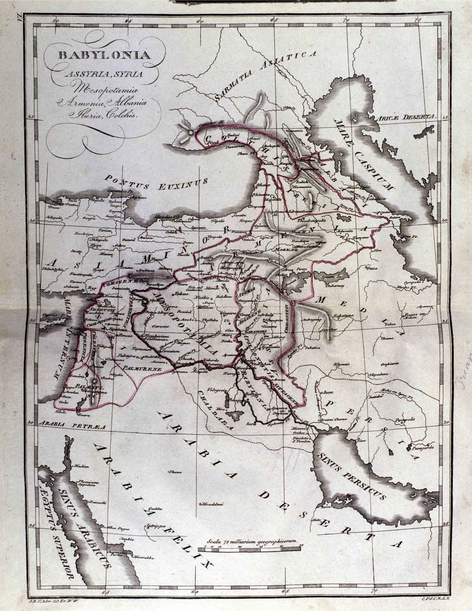 Historisk atlas av Mesopotamia. Babylonia, Syria og Assyria. Slutten av 1700-tallet. av Unknown artist