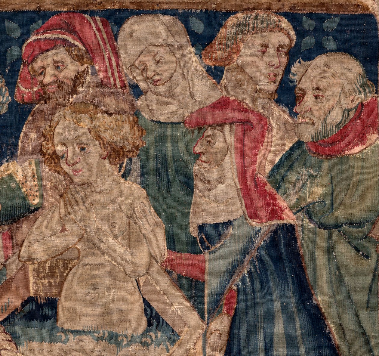 History of Saint Piat og Saint Eleuthère, Scene 13: dåp av Blanda (Hvordan de gode hellige døpte dattertribunen som samlet inn penger ved et veldig stort mysterium: Blande som var en mor til den gode helgen). Detalj. av Unknown artist