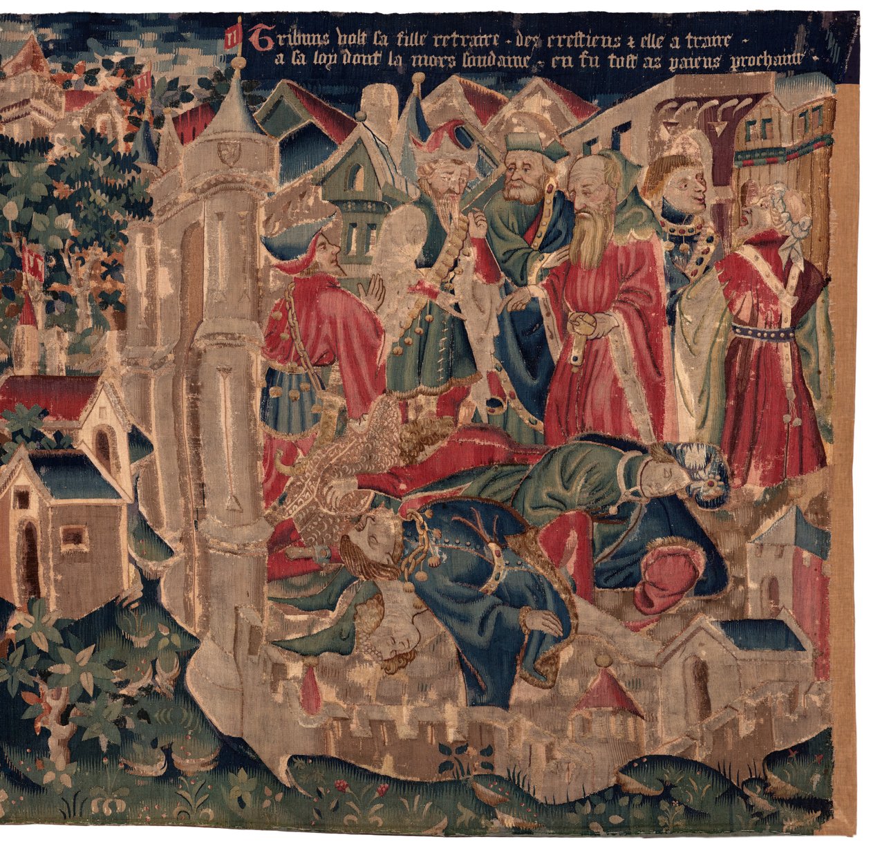 Historien om Saint Piat og Saint Eleuthère, scene 14: Pesten knekker byen Tournai. av Unknown artist
