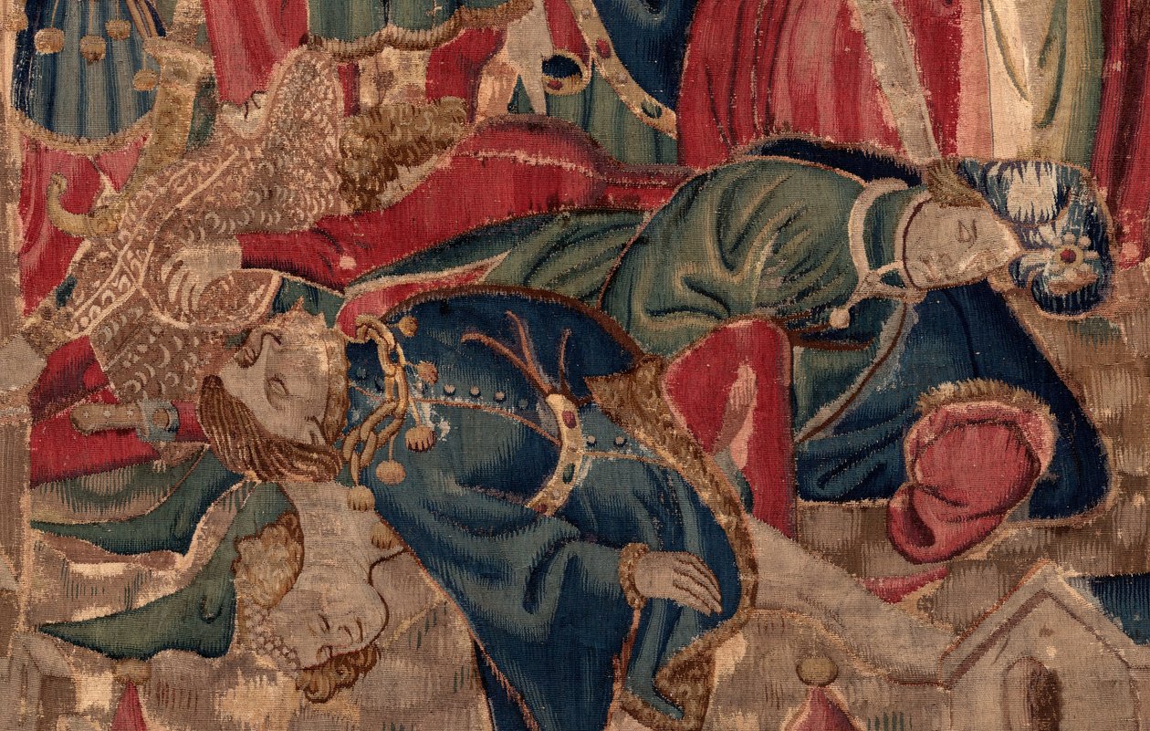 Historien om Saint Piat og Saint Eleuthère, scene 14: Pesten knekker byen Tournai. Detalj. av Unknown artist