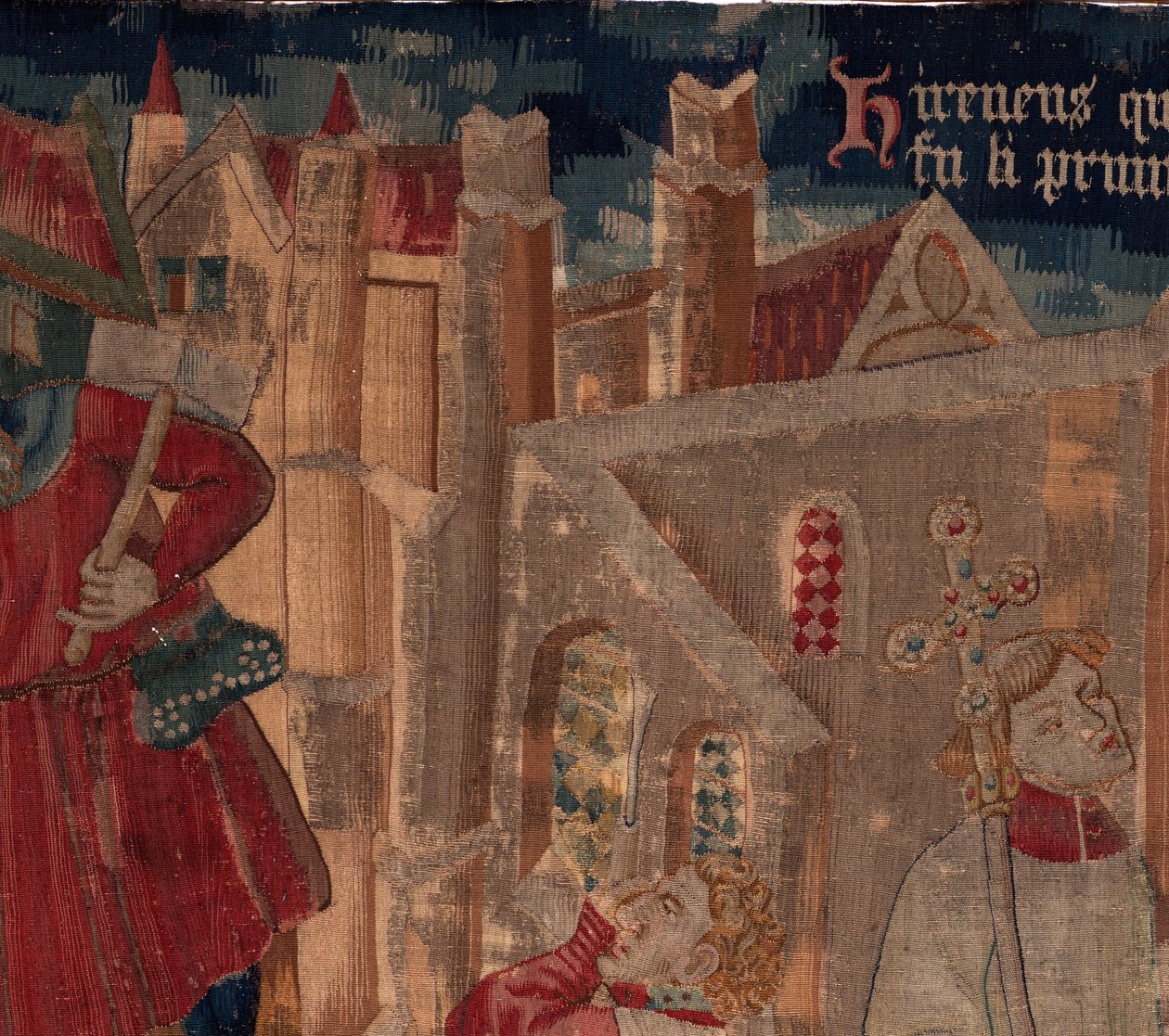 Historien om Saint Piat og Saint Eleuthère, Scene 6 Detalj øverst til venstre. av Unknown artist
