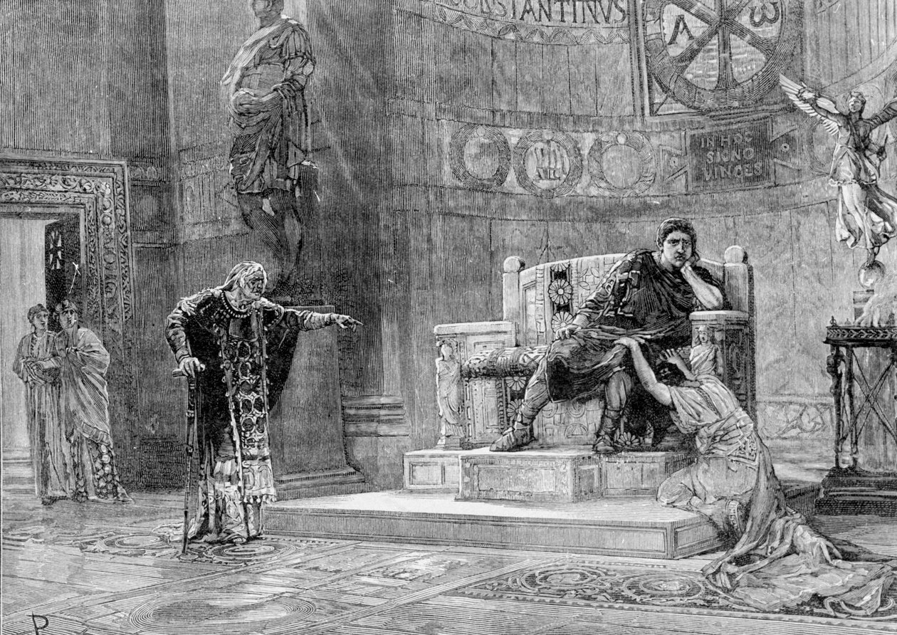 Hélène ber Konstantin om å ofre Fausta. av Unknown artist