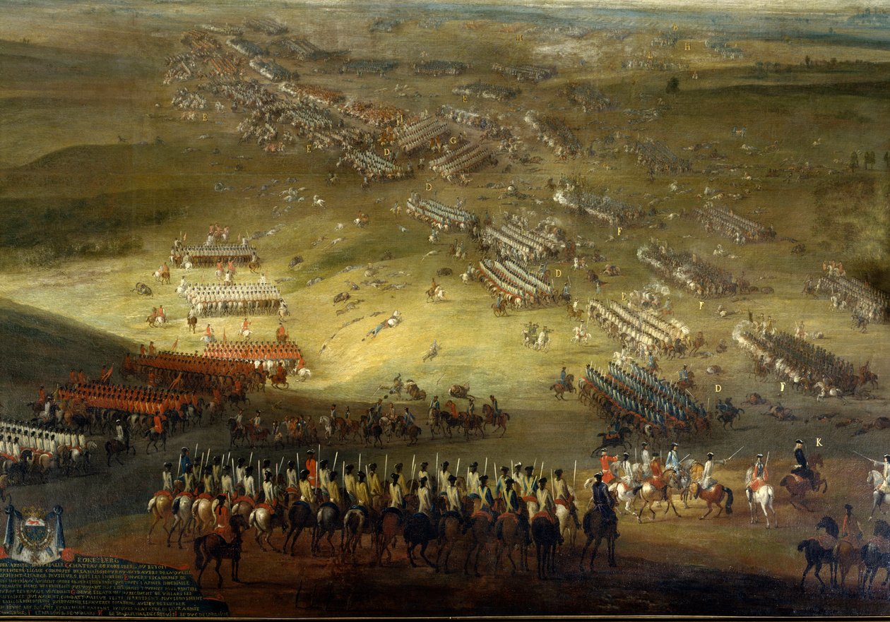 Holland War: Battle of Kokesberg (1677) også kalt Kochersberg (i Alsace) Anonymt maleri av 1677. Chateau De Vaux Le Viscount. av Unknown artist