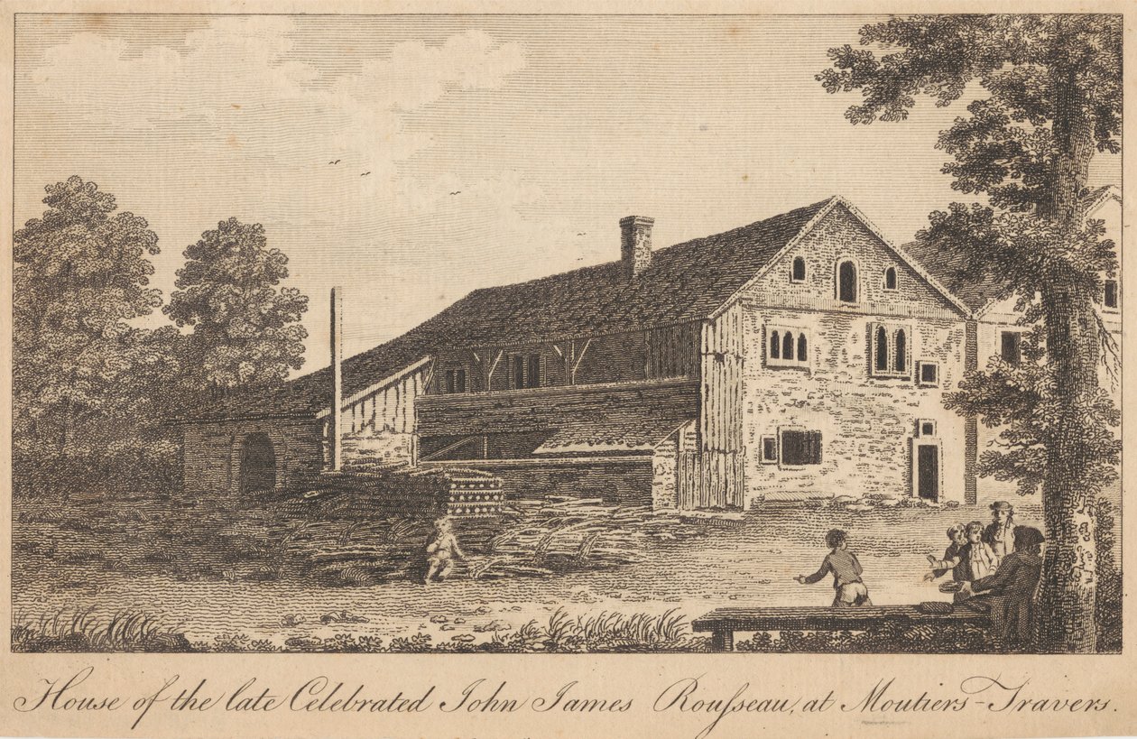 House of the Late Celebrated John James Rousseau, ved Moutiers-Travers av Unknown artist