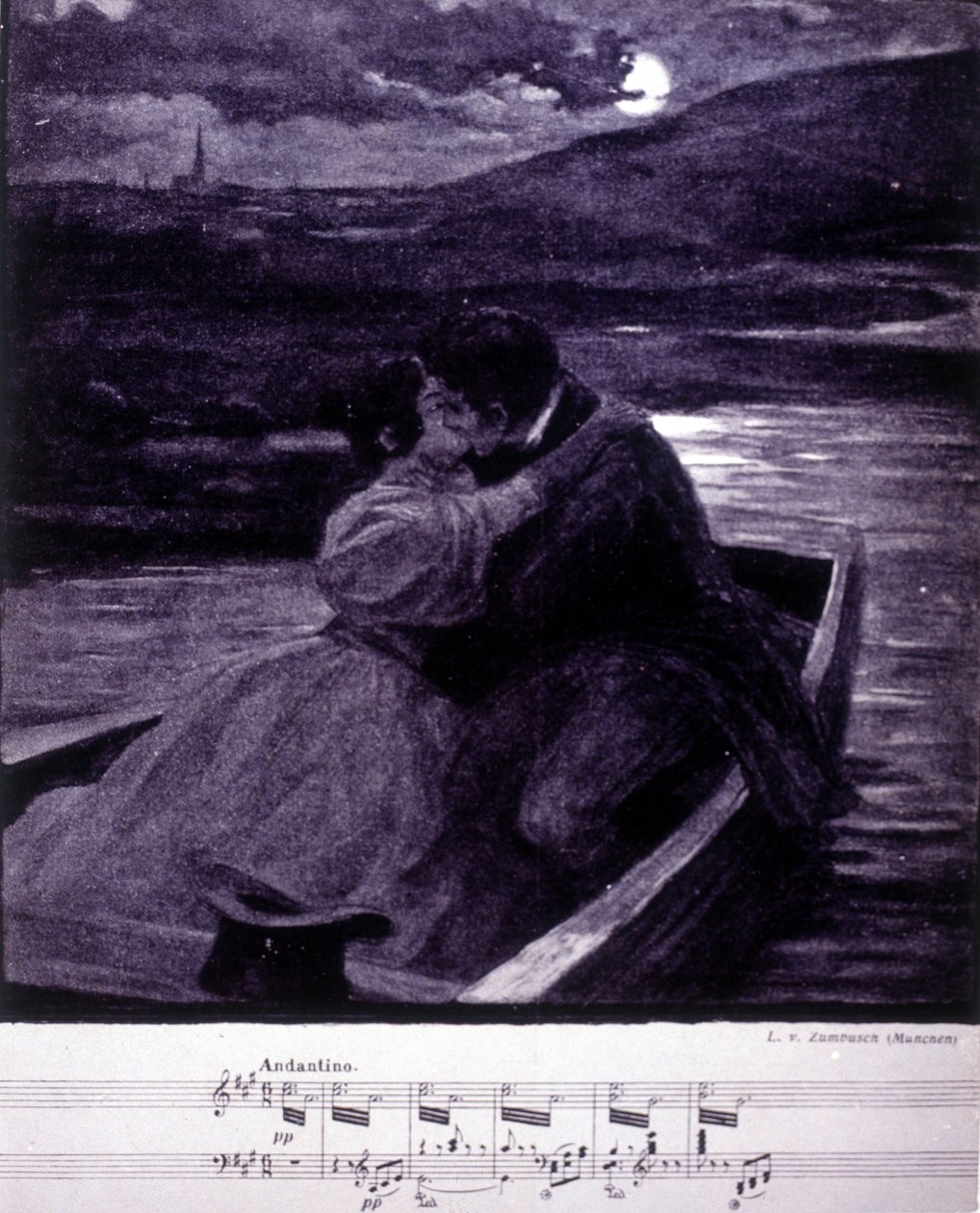 Illustrasjon for Beau Donau Bleu av Johann Strauss (1825-1899), østerriksk dirigent og komponist. av Unknown artist