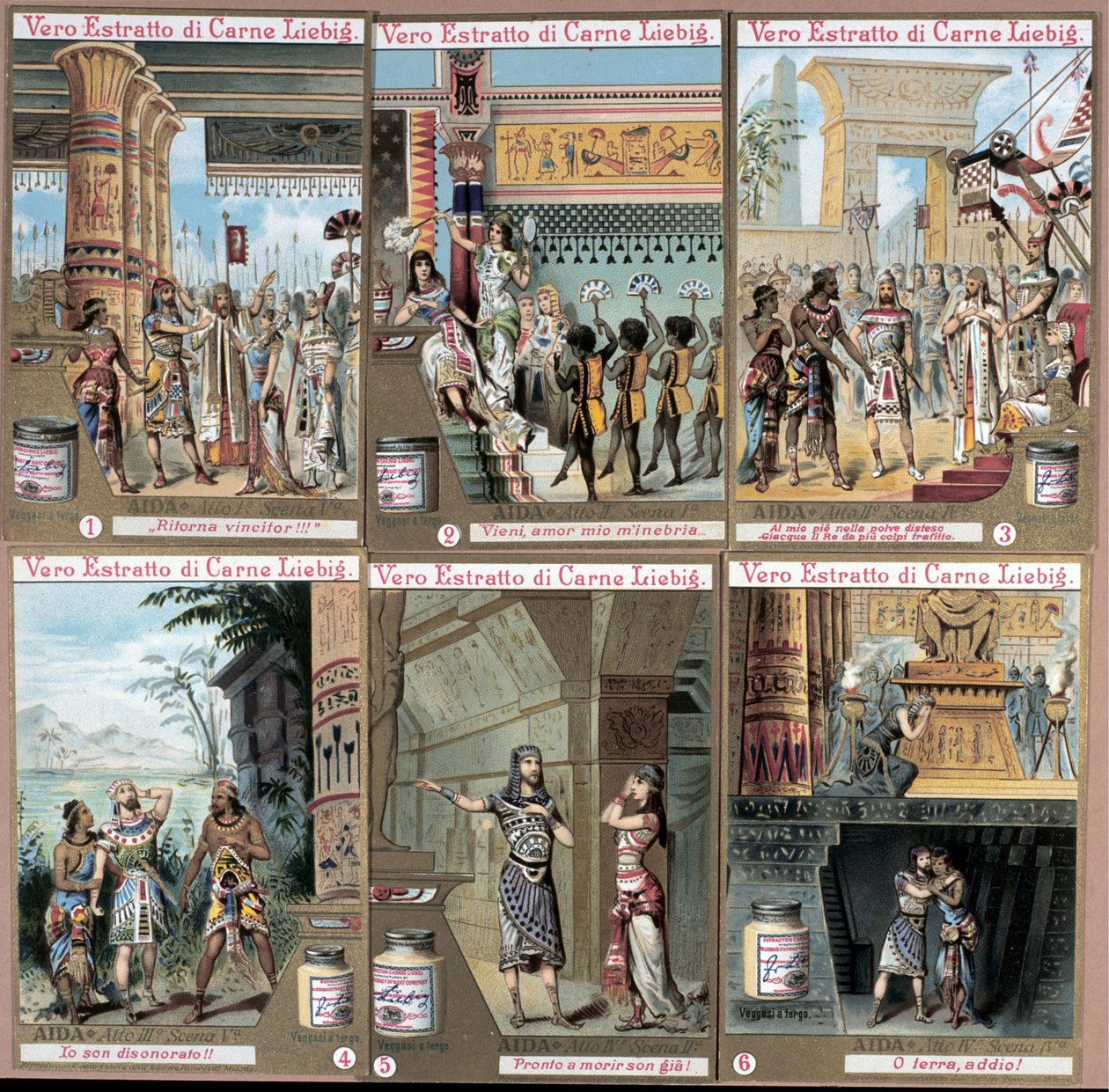 Illustrasjon til operaen "" Aida" av den italienske komponisten Giuseppe Verdi (1813-1901). kromolitografi fra slutten av 1800-tallet. av Unknown artist