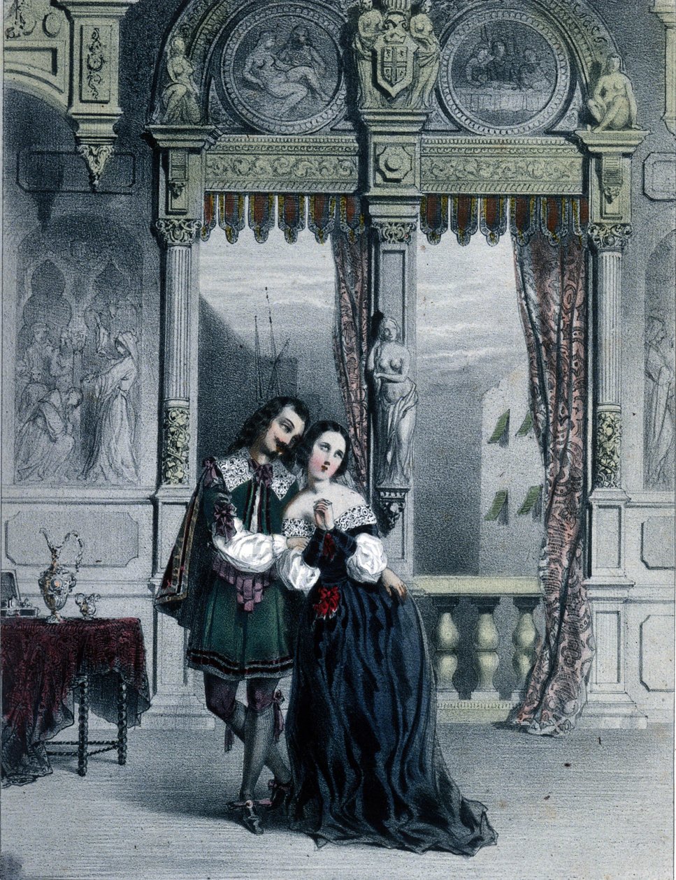 Illustrasjon til andre akt av operaen "Alessandro Stradella" av Friedrich von Flotow (1812-1883) tysk komponist av Unknown artist