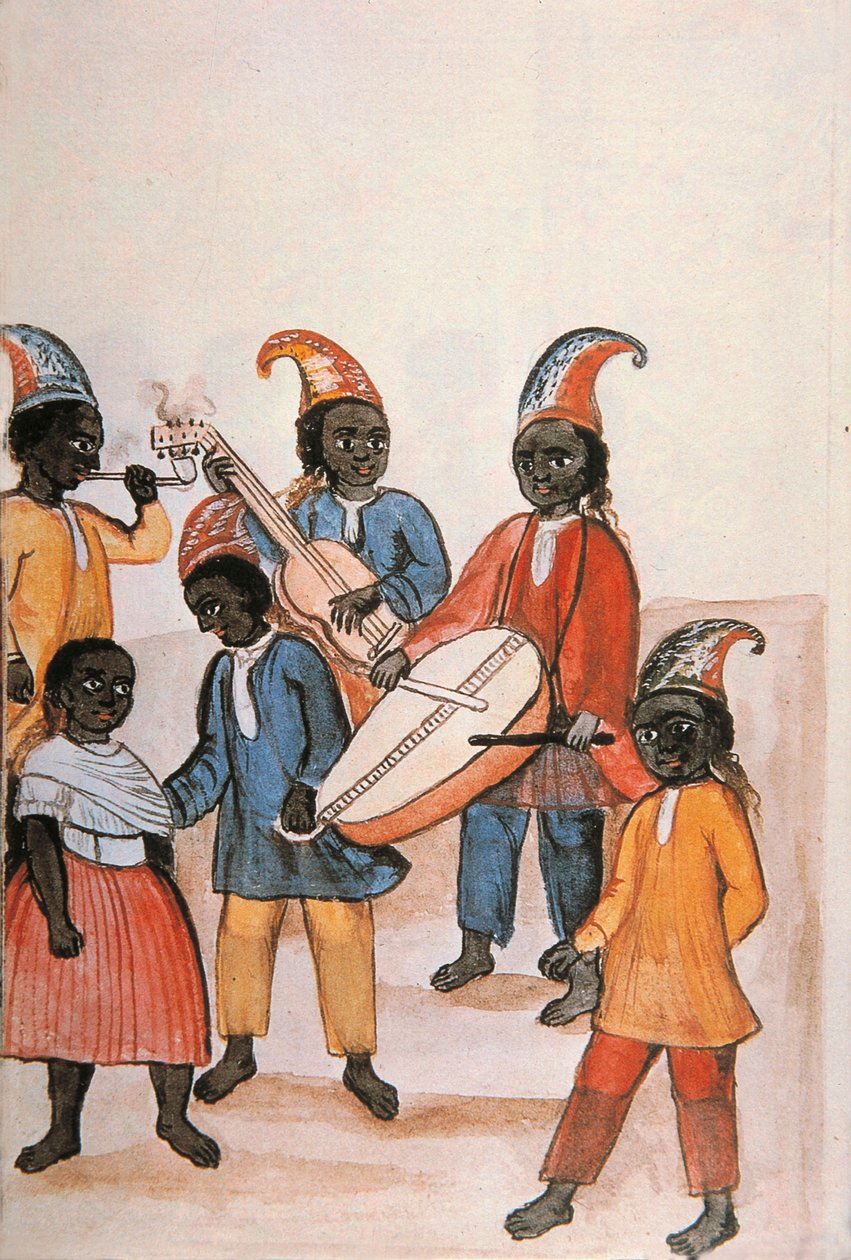Indisk dans, fra boken "Trujillo of Peru" eller "Codex Martinez Companion", av Baltazar Martinez Companion og Bujanda, biskop av Trujillo (1782-1785) av Unknown artist