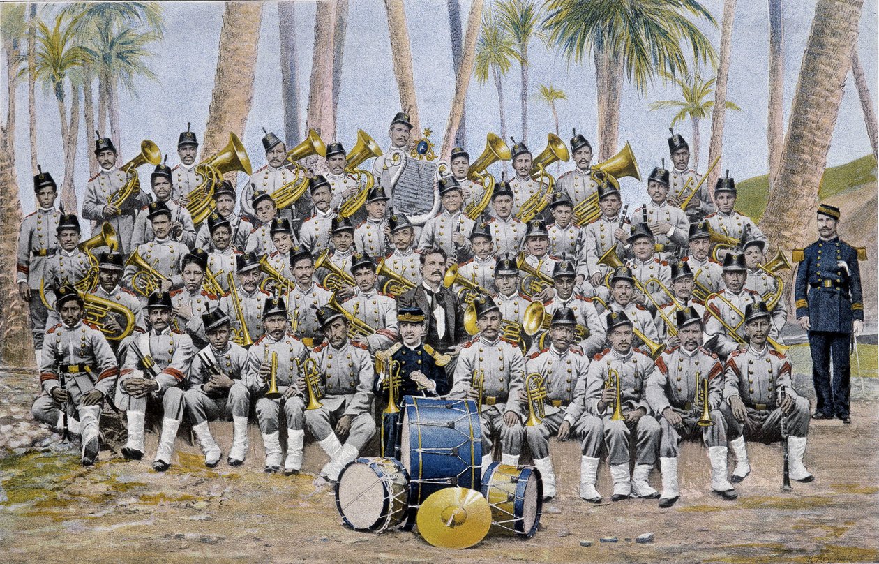 Infanteriband i republikken Ecuador på slutten av 1800-tallet. av Unknown artist