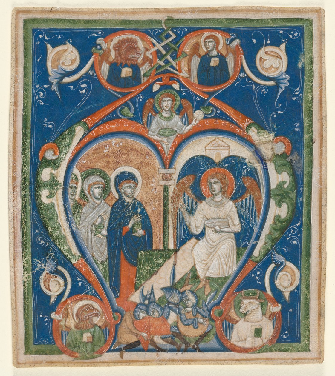Initial A [ngelus Domini descendit] fra en antifonar: The Three Marys at the Tomb av Unknown artist