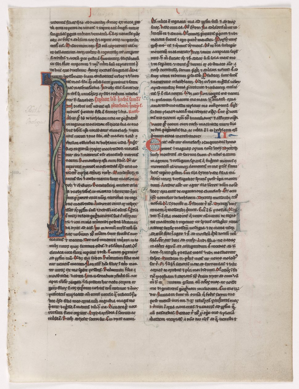 Innledende I: Entwined Beast and Serpent: Leaf from a Bible (2 av 2 utskårne blader) av Unknown artist