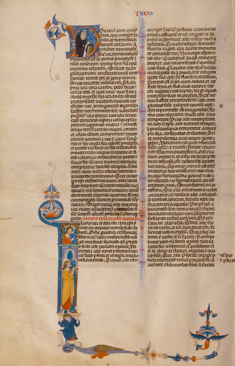 Initial I: Sankt Jakob med Kristus over av Unknown artist