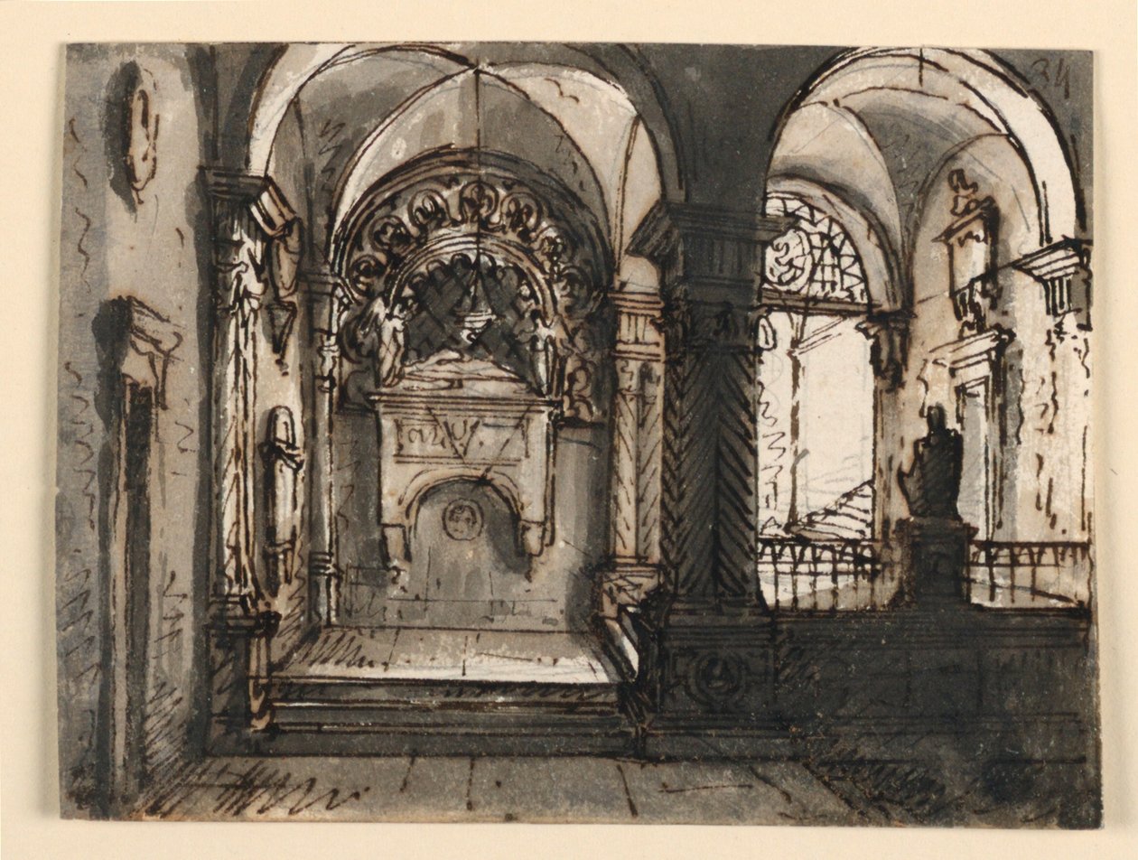 Interiør i kirkebygningen av Unknown artist