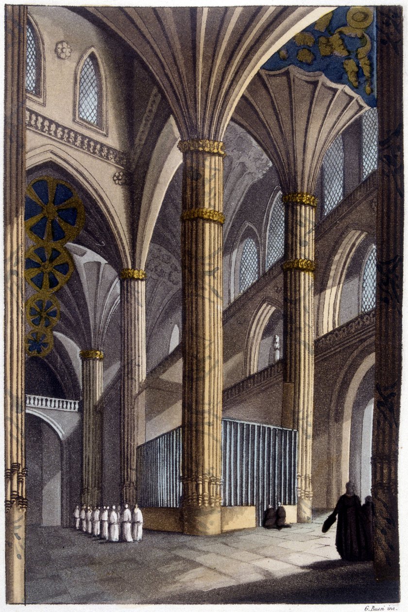 Interiør i Salamanca katedral. Litografi fra 1800-tallet. av Unknown artist