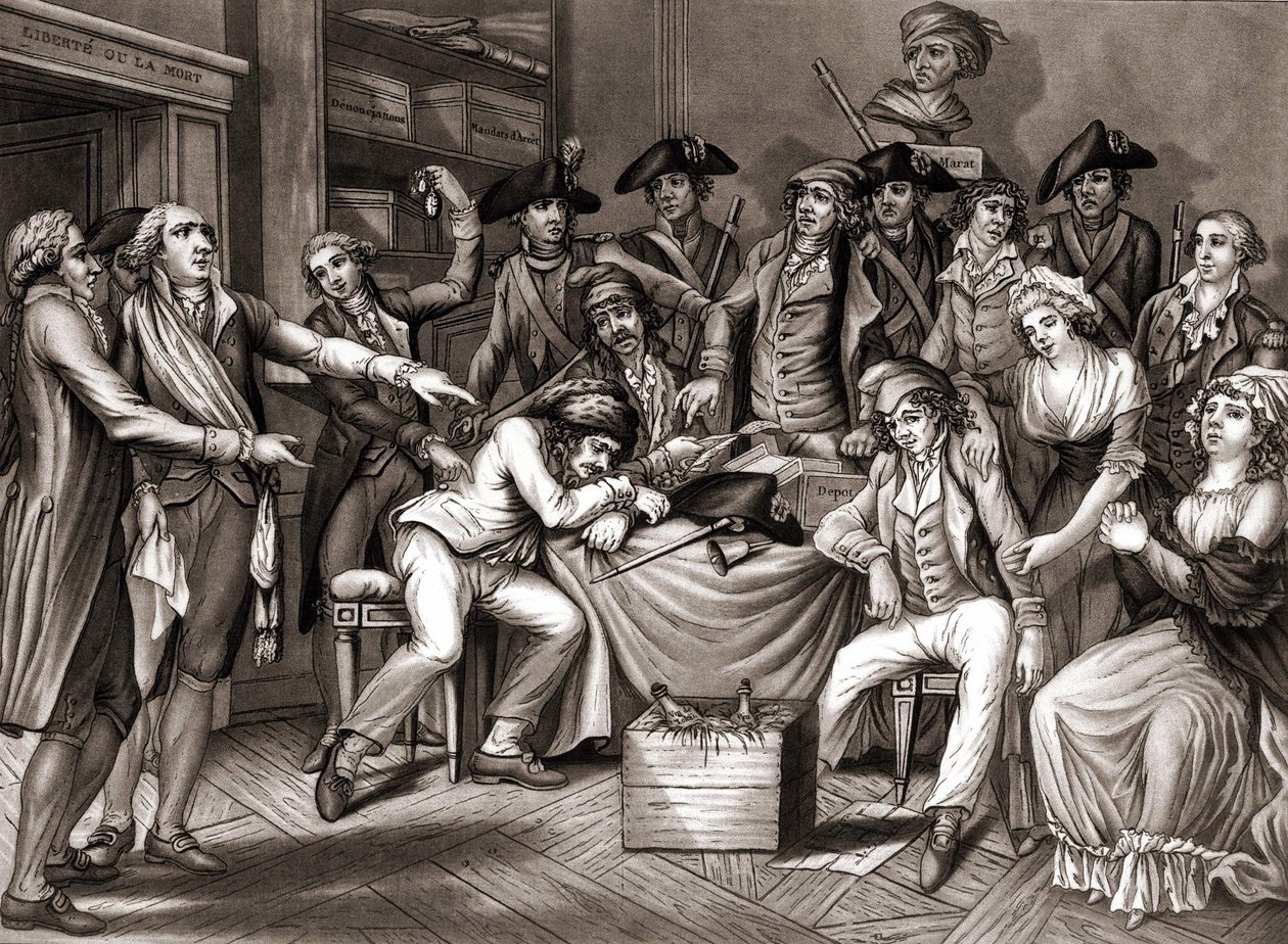 Interiør i revolusjonskomiteen. v. 1794. av Unknown artist