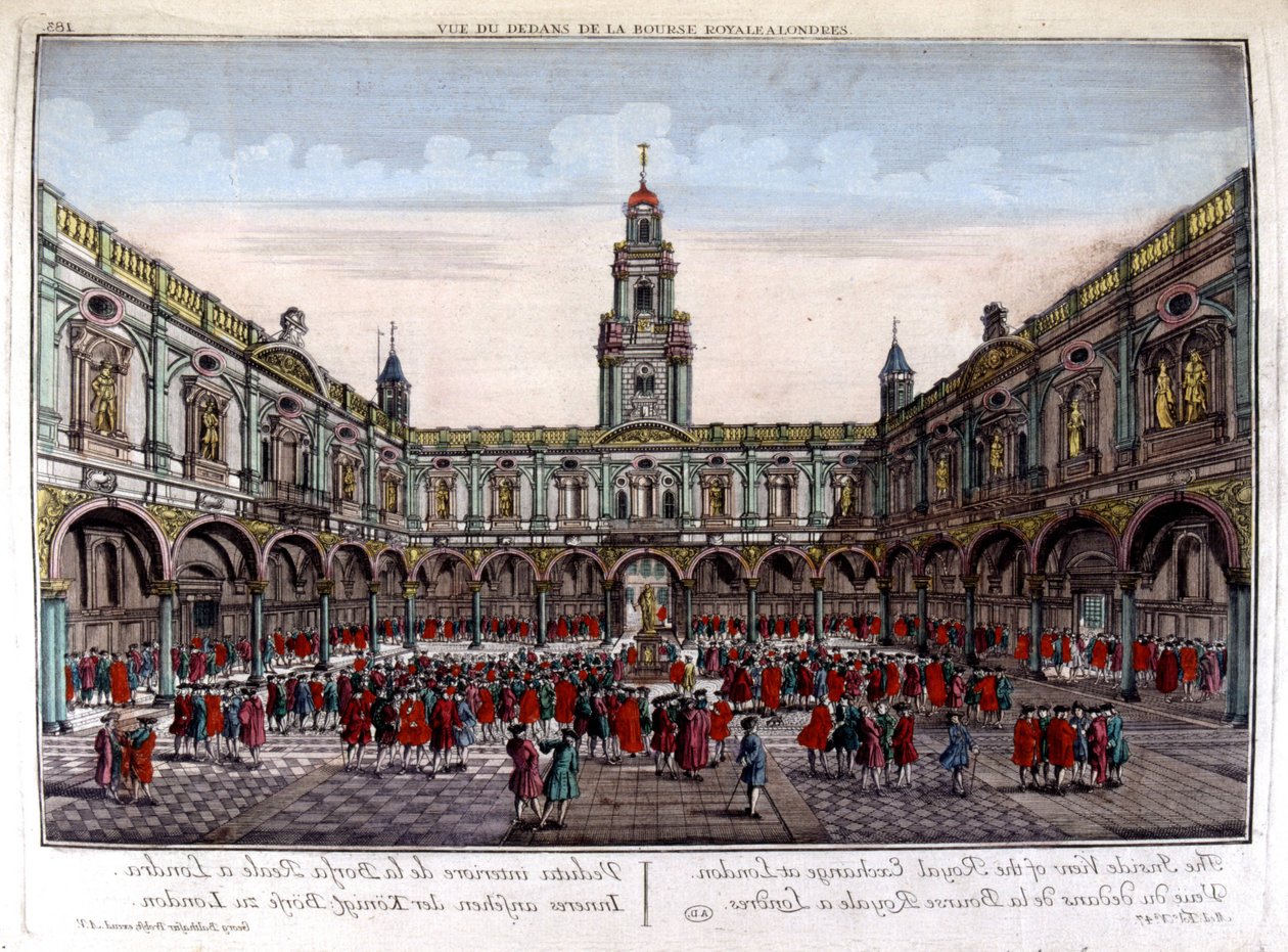 Interiør på Royal London Stock Exchange - Optisk visning av Unknown artist
