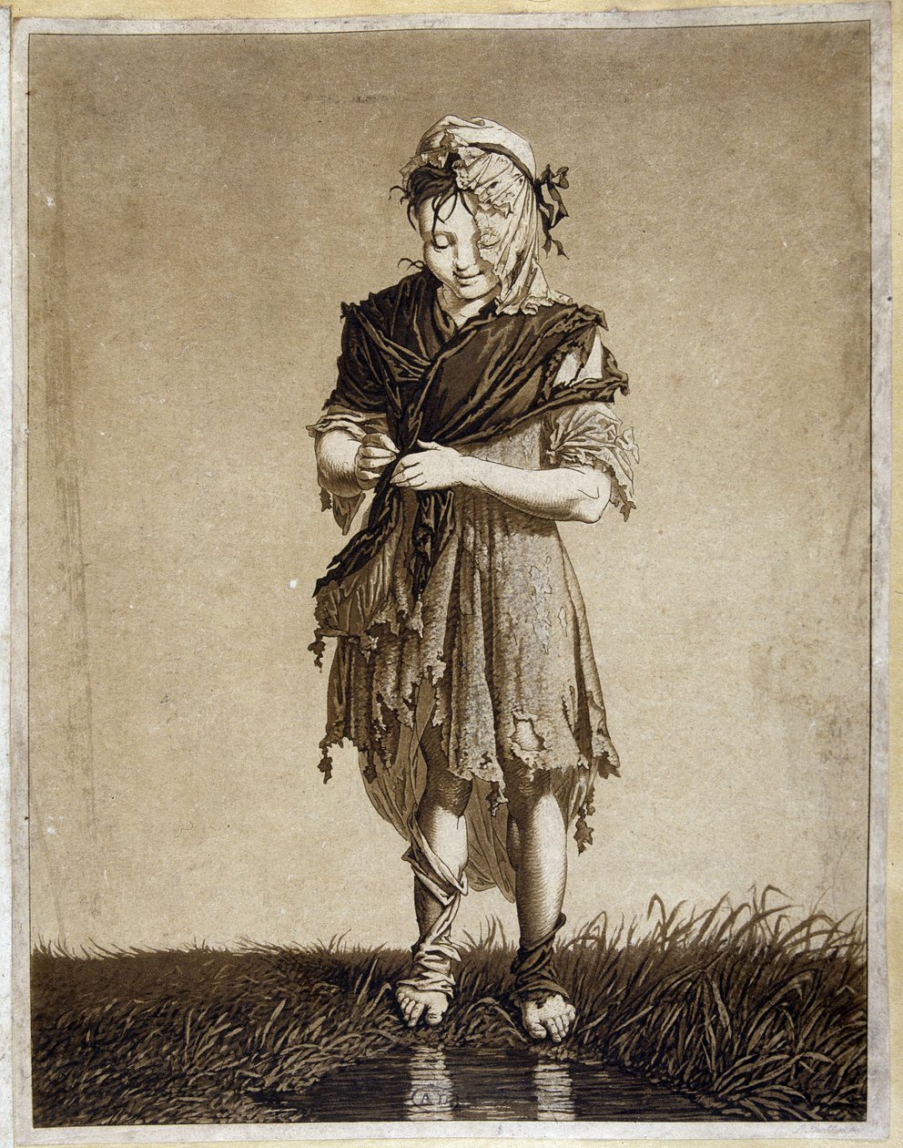 Irsk jente - gravering av Unknown artist