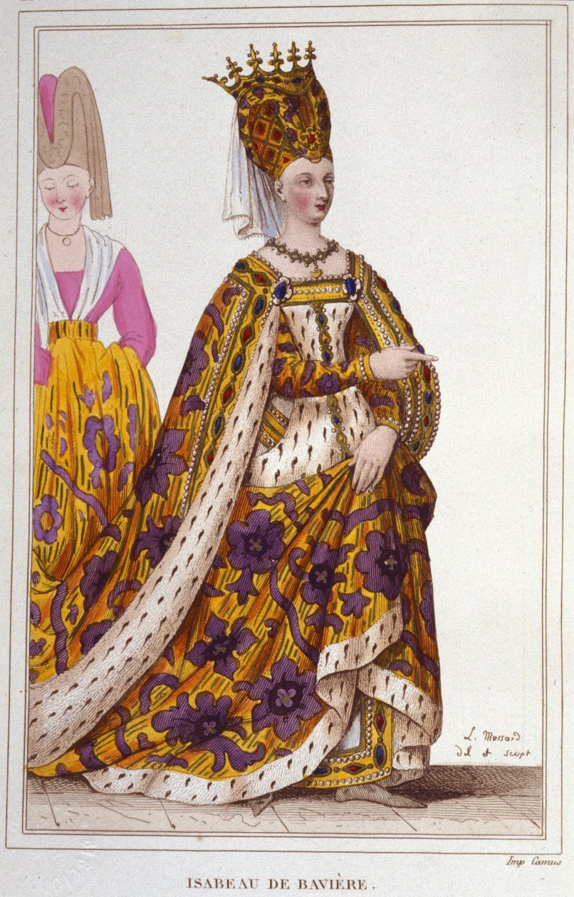 Isabelle (Isabelle, Elisabeth) av Bayern (1371-1435). Dronning av Frankrike. Gravering av 1830. av Unknown artist