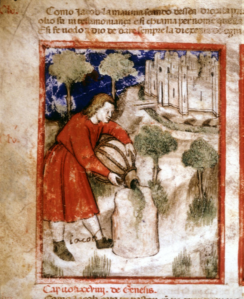 Jacob. Side av et manuskript fra Pentateuken. 1300-tallet. av Unknown artist