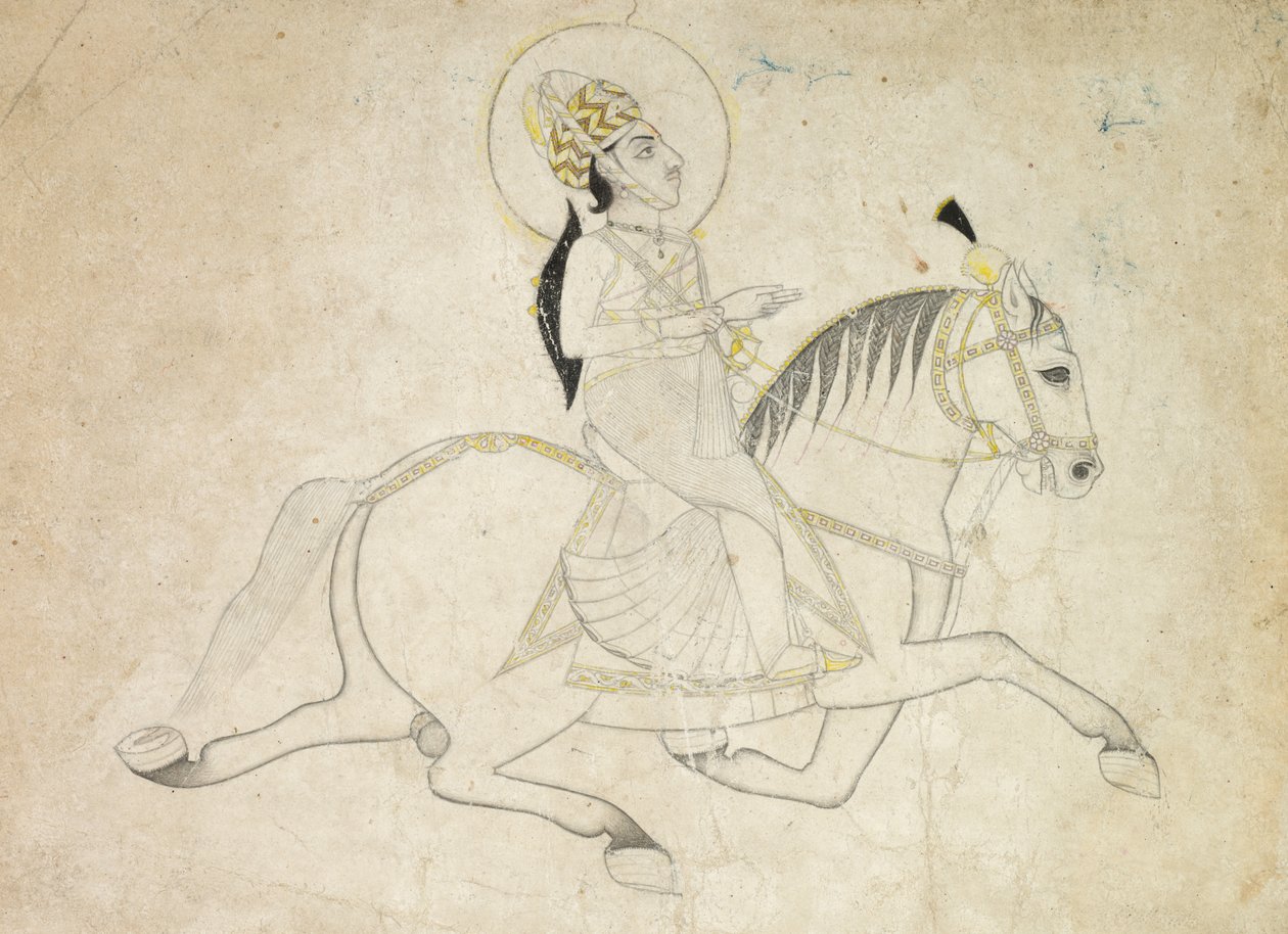 Jai Singh III av Jaipur (f. 1818-1835) Ridning av Unknown artist