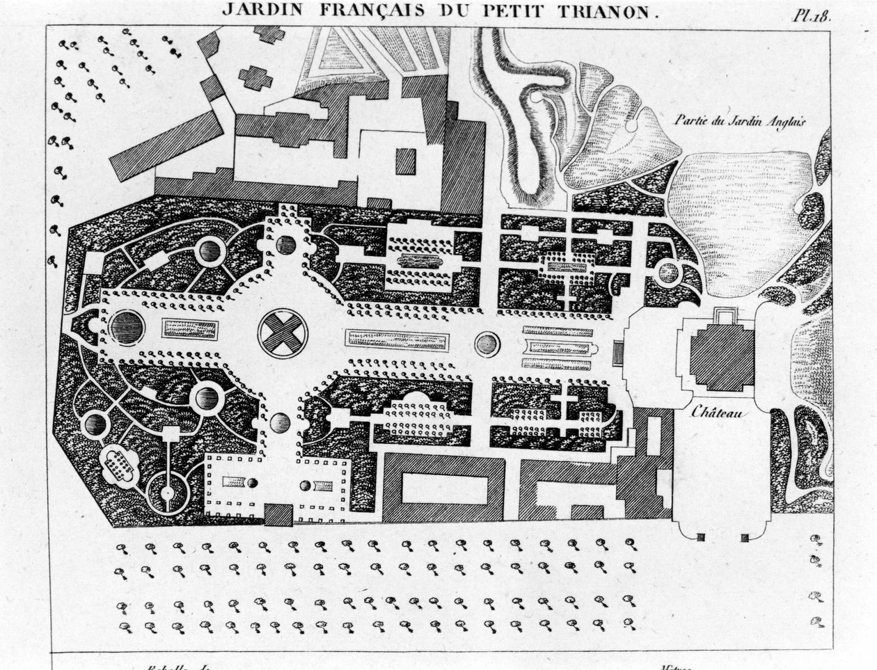 French Garden of the Peer Trianon - i "Essay om hagers sammensetning og ornament", Paris av Unknown artist