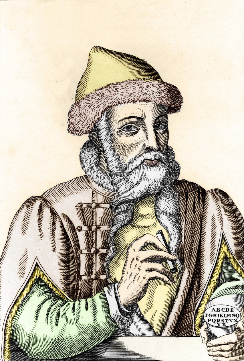 Johannes Gutenberg (1400-1468), tysk boktrykker. av Unknown artist