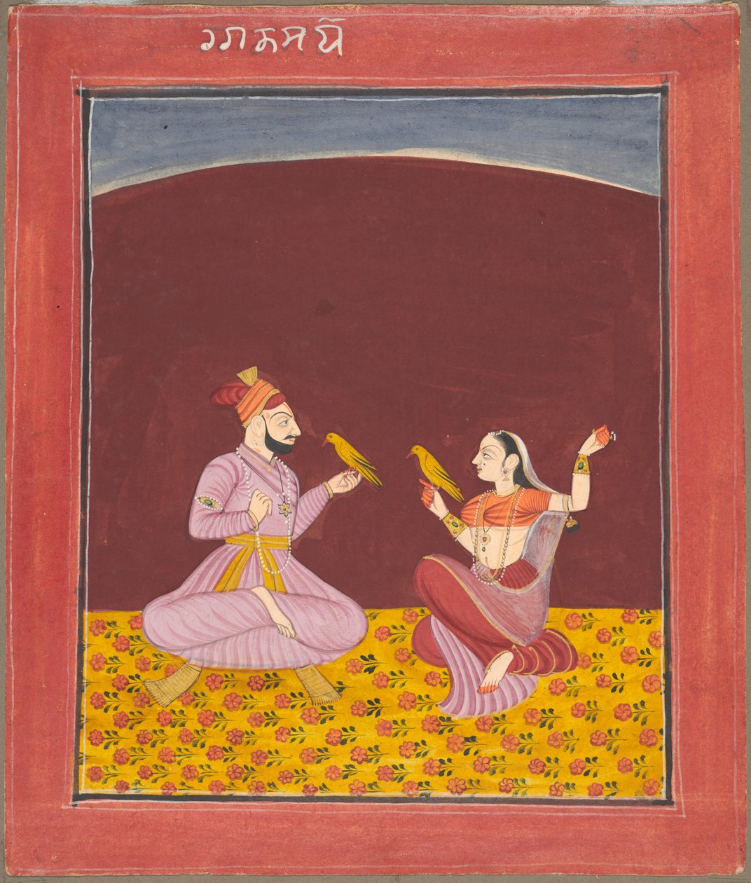 Kamod Raga fra "Dipak Raga"-familien, side fra en Ragamala-serie av Unknown artist