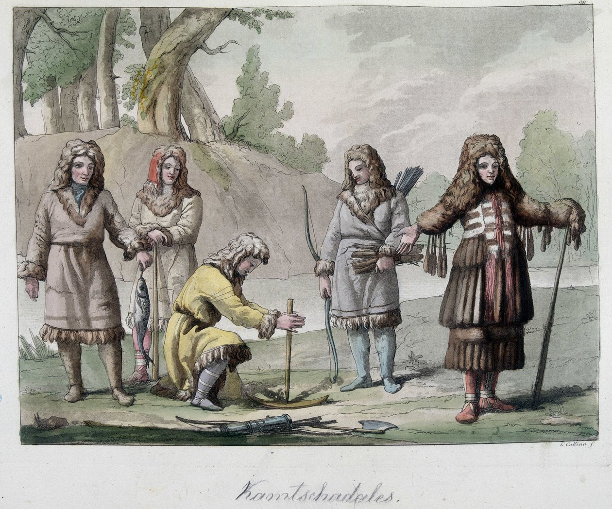 Kamtschadales folk i Sibir. I "" Den gamle og moderne drakten"" 1819-1820, av Ferrario. av Unknown artist