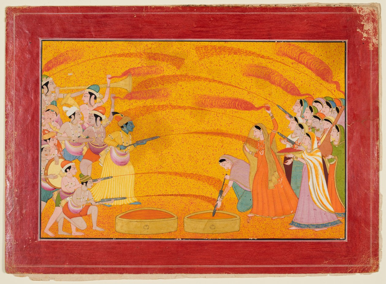 Krishna feirer Holi av Unknown artist