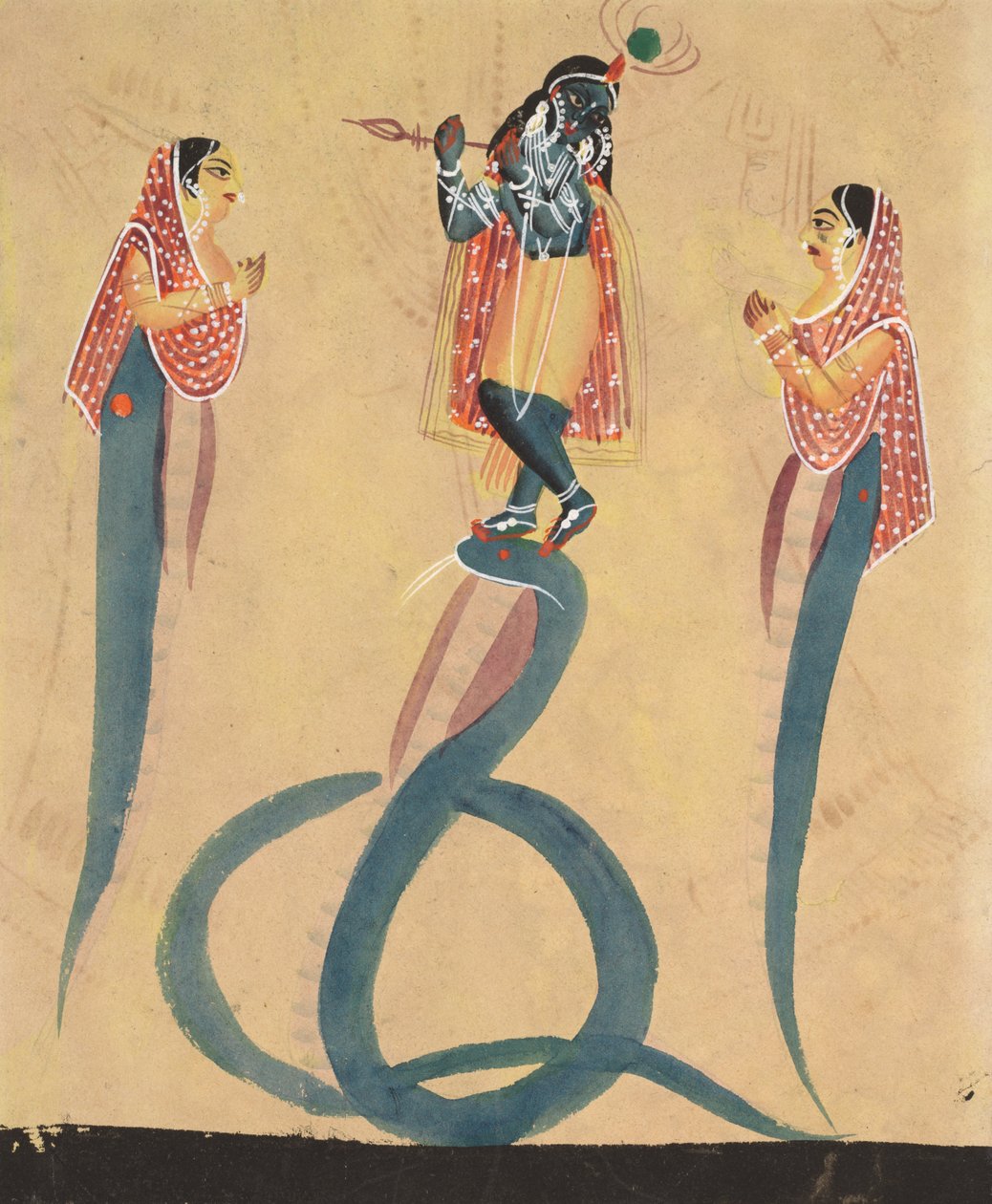 Krishna Quells The Serpent Kalia av Unknown artist