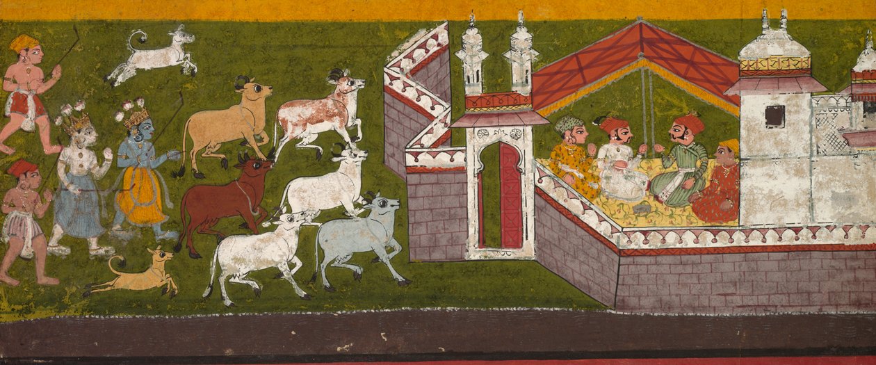 Krishna og Balarama nærmer seg Mathura av Unknown artist