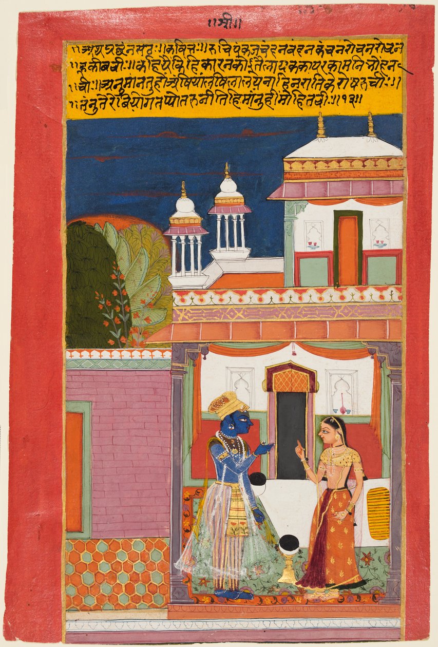 Krishna og Radha krangel: Shatha Nayaka, fra Aa Rasikapriya av Unknown artist