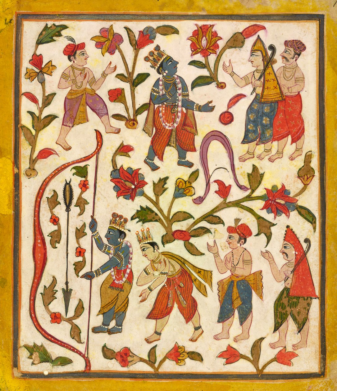 Krishna and the Bow, folio 24 fra «Tula Ram» <em>Bhagavata Purana</em> av Unknown artist