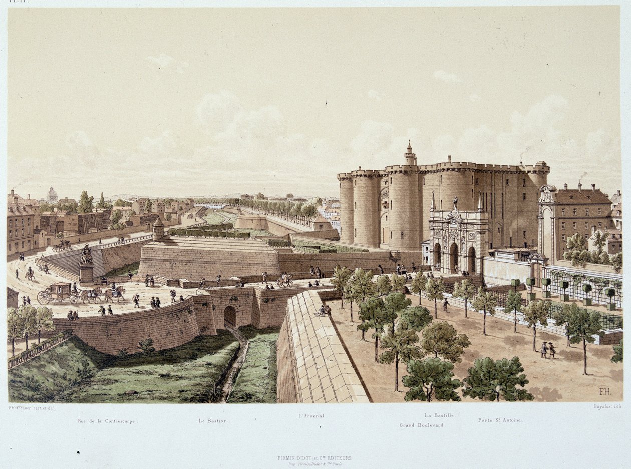 Bastillen i 1740 (fengselet) - i "Paris gjennom tidene", sent på 1800-tallet av Unknown artist