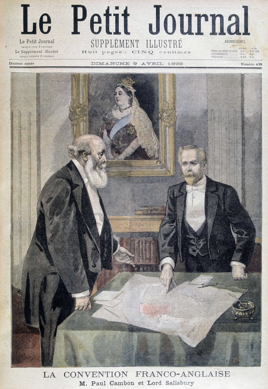 Den fransk-engelske konvensjonen: Mr. Paul Cambon og Lord Salisbury - i "" Le PetitJournal"" av 09.04.1899 av Unknown artist