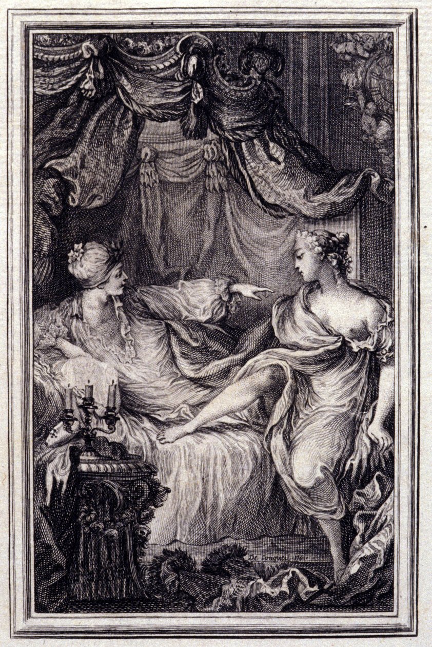 Den forelskede kurtisanen - i ""Fortellinger og noveller på vers"" av Jean La Fontaine. 1762. av Unknown artist