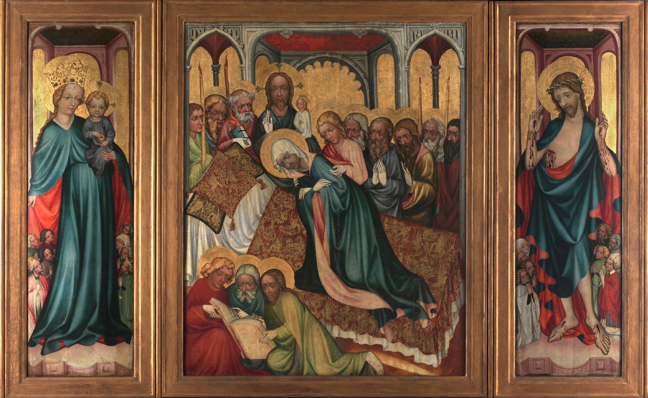 La mort de la Vierge - Retable de Roudnice (, vers 1410 - Jomfruens død. Roudnice-altertavlen - Anonym. Tempera på panel, ca. 1410. Nasjonalgalleriet, Praha av Unknown artist