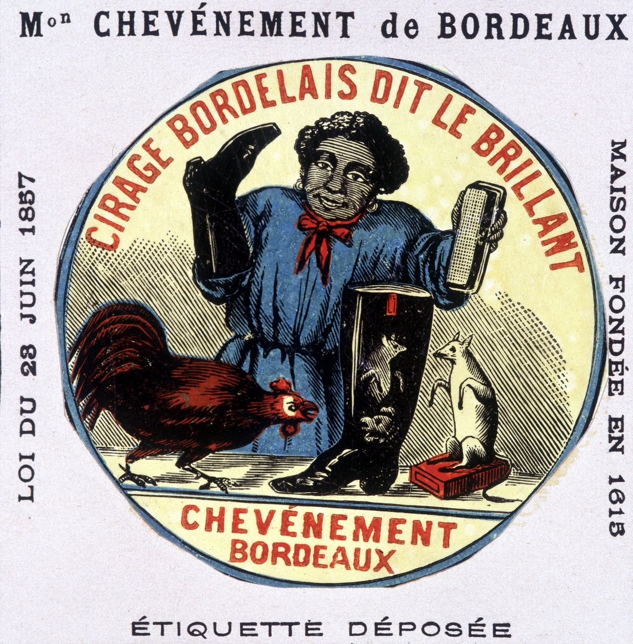 Etikett på ""Bordelais polish dit le Brillant: Chevènement de Bordeaux"". n.d. 1800-tallet av Unknown artist