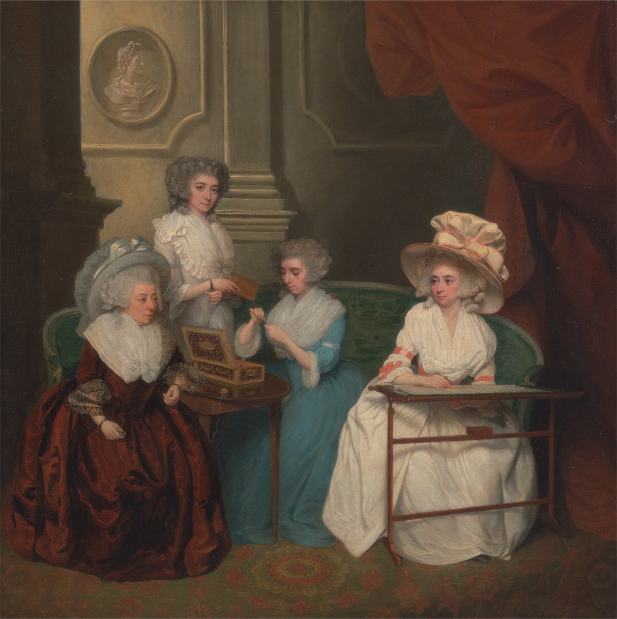 Lady Jane Mathew og hennes døtre av Unknown artist