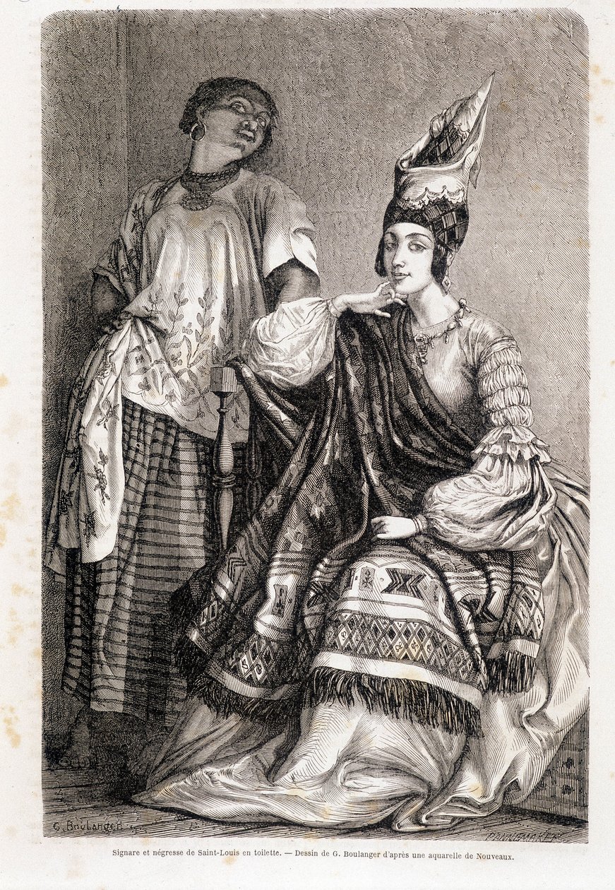 Lady and Negress of Saint Louis på toalettet - i "" Le Tour du Monde"" av Unknown artist