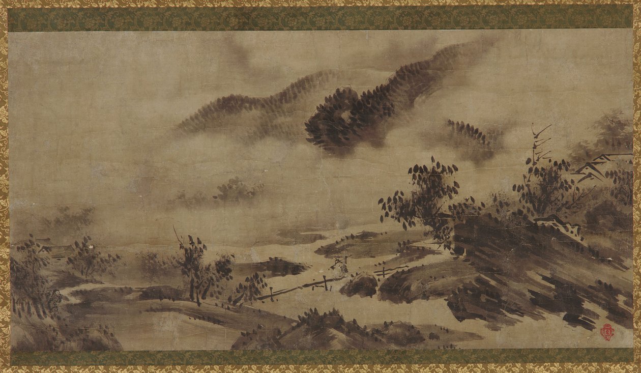 Landskap: fjell, tåke og bekk av Unknown artist